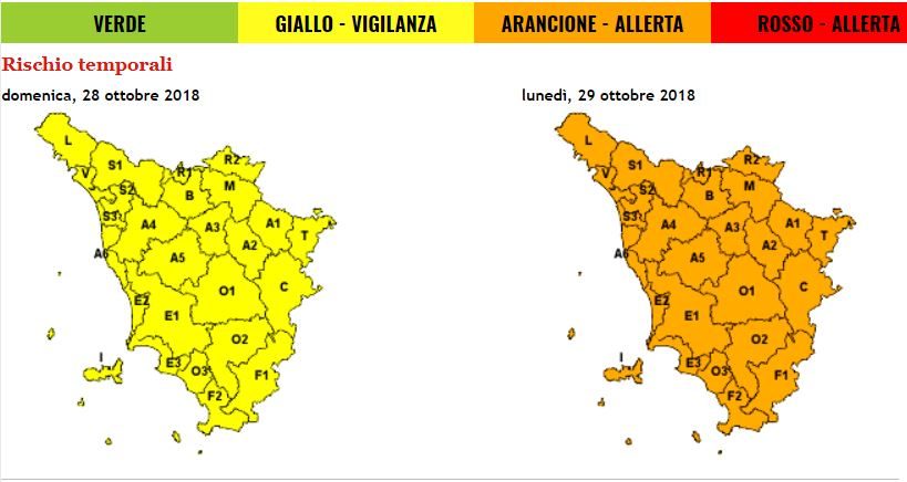 Allerta meteo: codice arancione per vento e temporali