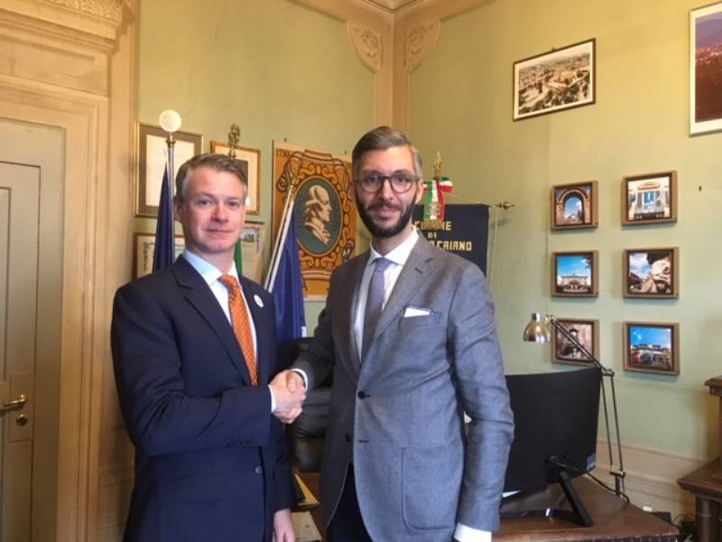 Console americano Wohlauer in visita a Poggio a Caiano
