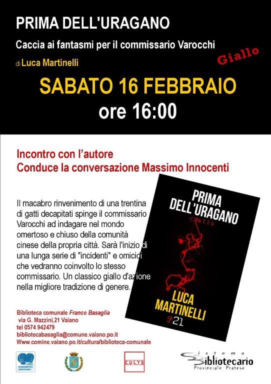 Incontro con l’autore di “Prima dell’uragano” alla biblioteca Basaglia di Vaiano