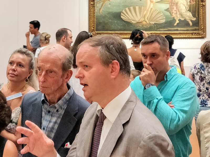 Il principe Edward duca di Kent oggi in visita agli Uffizi