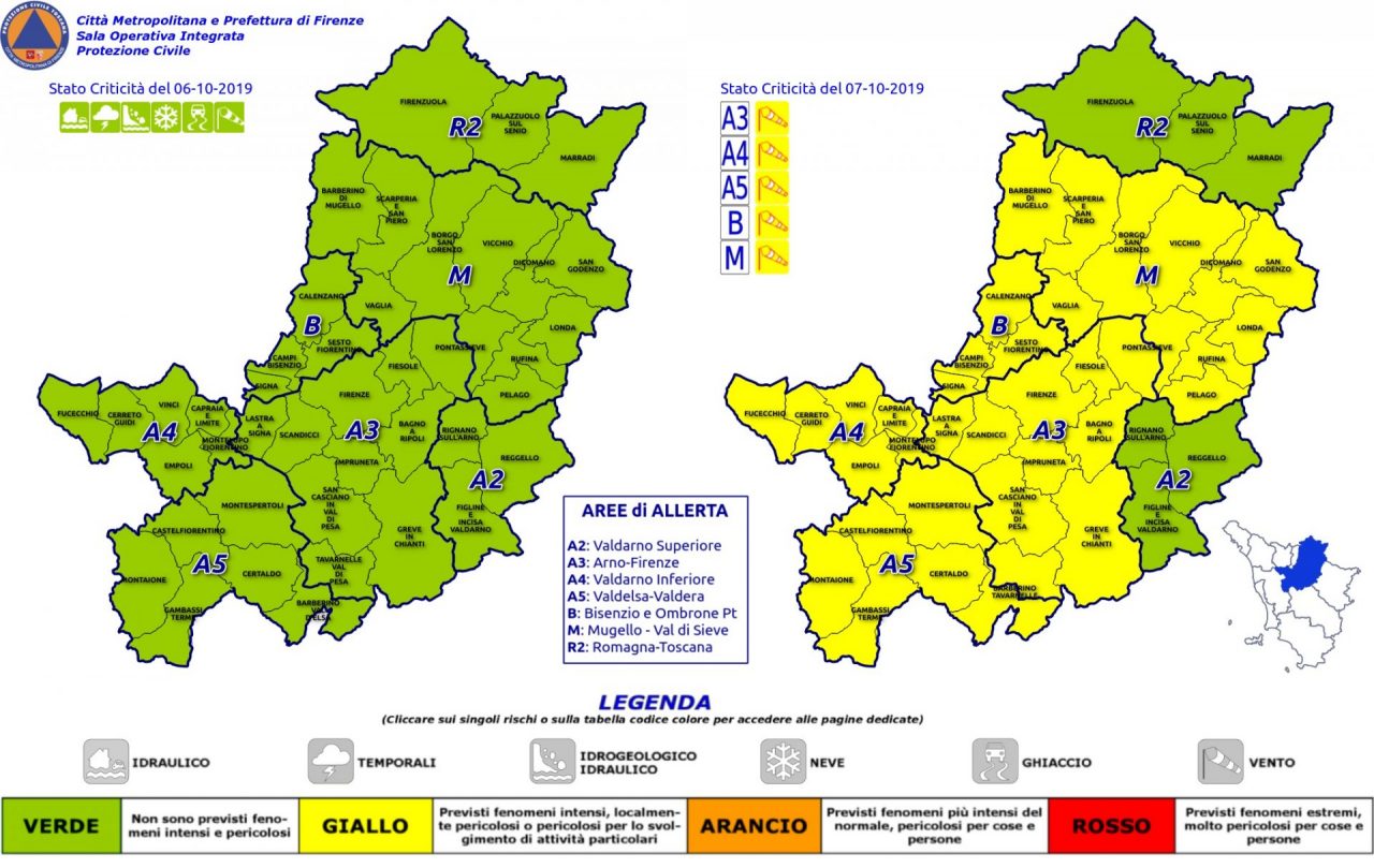 Allarme vento domani a Firenze e nel Fiorentino