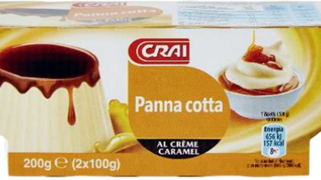 Richiamata panna cotta a marchio Crai per rischio microbiologico
