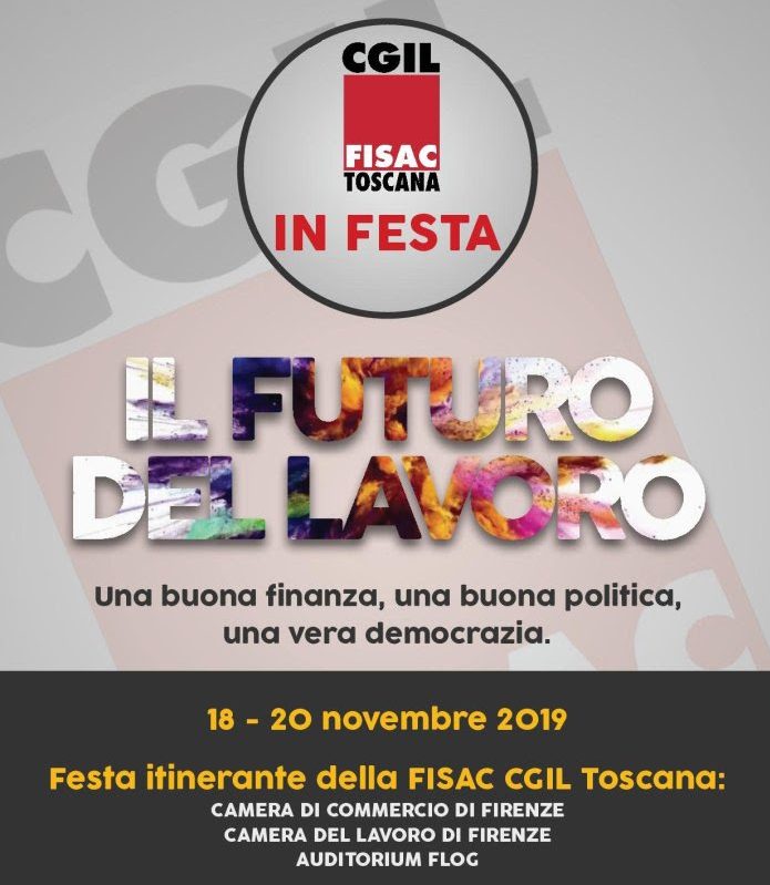 Da lunedì la tre giorni della “Festa Itinerante” della Fisac Cgil Toscana