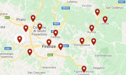 Covid-19: la mappa dei contagi di ieri nella zona fiorentina