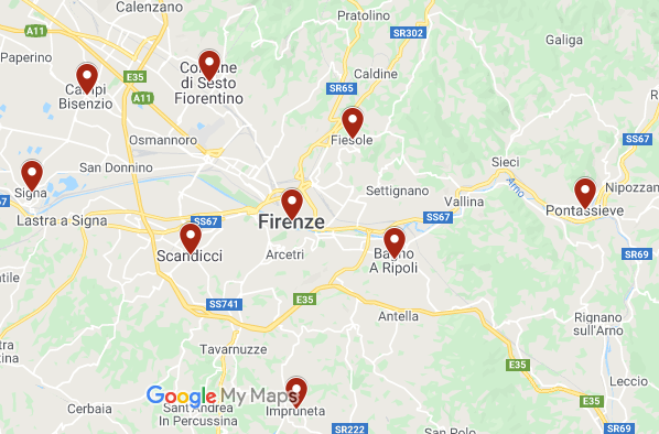 Coronavirus: ecco la mappa dei casi di ieri in Toscana centro