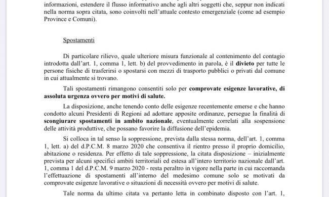Si può fare la spesa nel comune vicino ma… Ecco la circolare