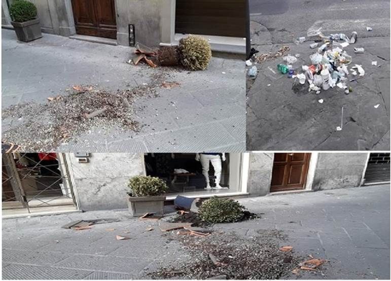In preda ai fumi dell’alcol devasta le fioriere del centro storico