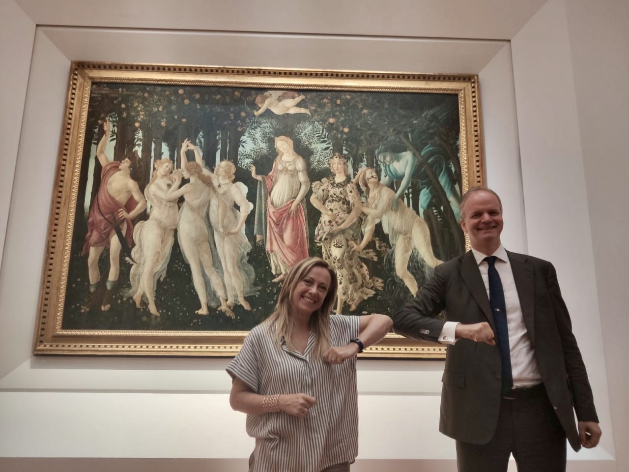 Giorgia Meloni in visita agli Uffizi