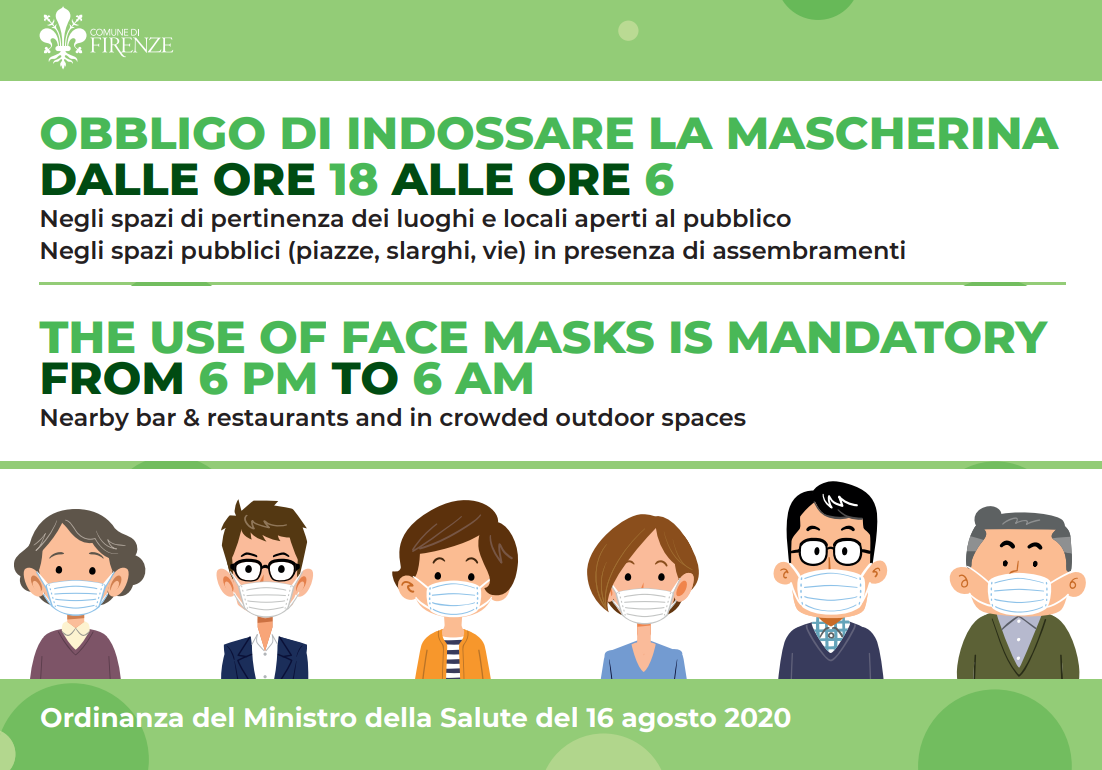 Uso della mascherina, firmata un’ordinanza che impone di affiggere il manifesto informativo in italiano e in inglese