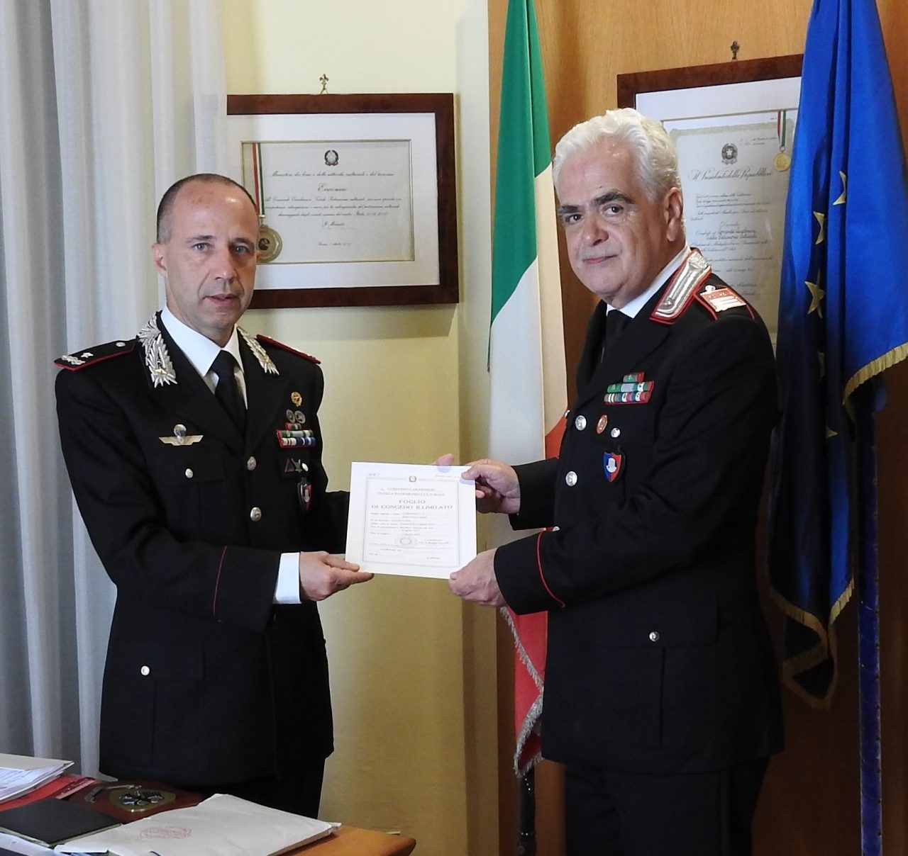 Dopo oltre 45 anni di servizio, il Luogotenente Sauro Bertinelli ha lasciato l’Arma dei Carabinieri per andare in pensione
