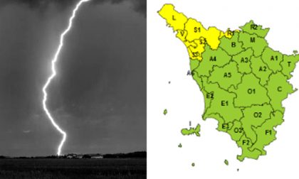 Piogge in arrivo, codice giallo venerdì 24 dicembre sul nord ovest della Toscana