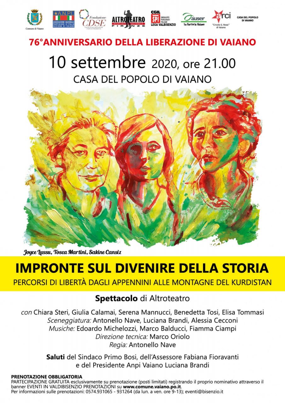 Percorsi di libertà con “Impronte sul divenire della storia”: giovedì 10 settembre alle 21 alla Casa del Popolo di Vaiano
