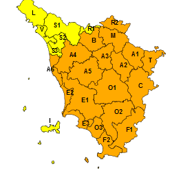 Allerta arancione per neve fino a bassa quota in quasi tutta la Toscana fino alle 10 del 13 febbraio