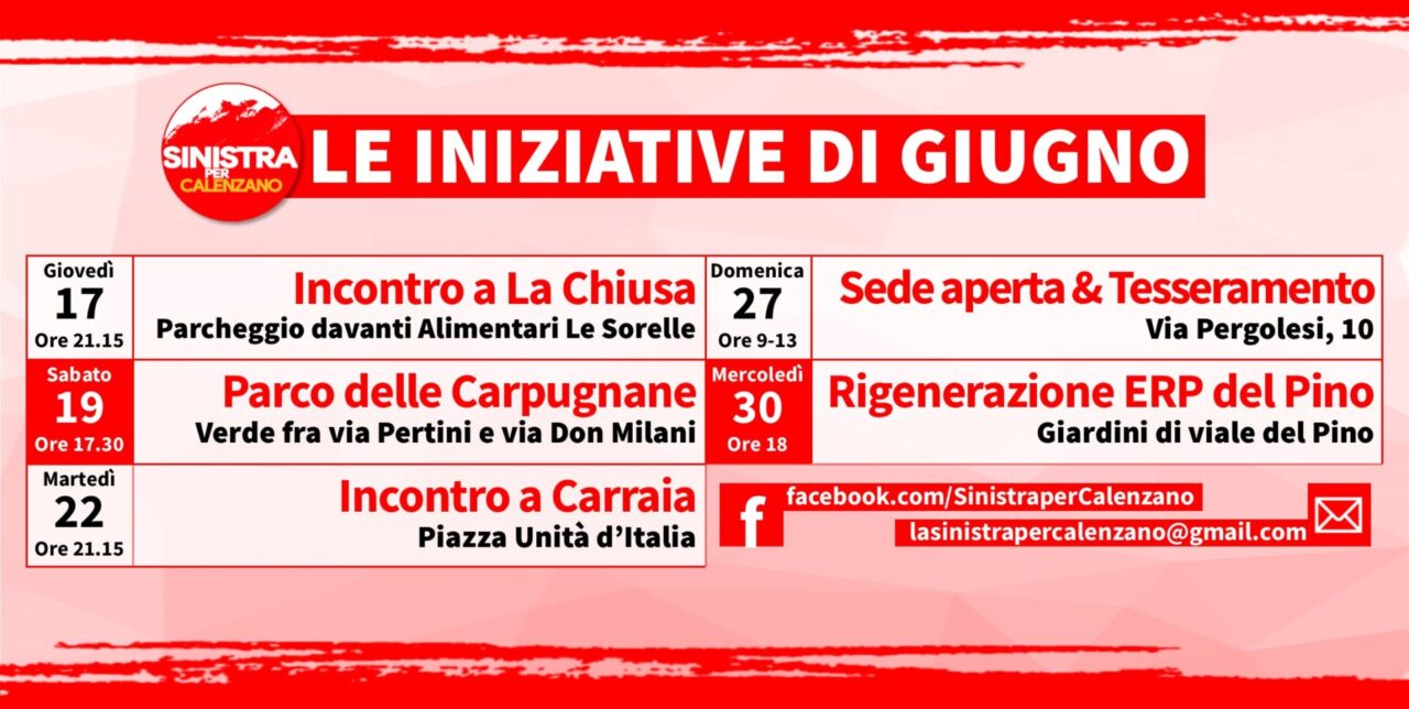 Sinistra per Calenzano, le iniziative di giugno