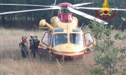 Un fantino, disarcionato dal proprio cavallo, precipita in una scarpata