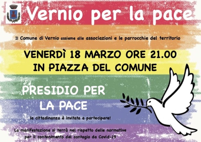 Vernio si mobilita per la pace, tutti in piazza domani 18 marzo (ore 21)