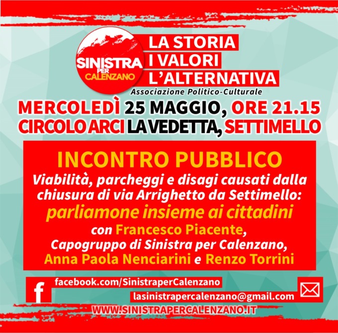 Sinistra per Calenzano mercoledì a Settimello