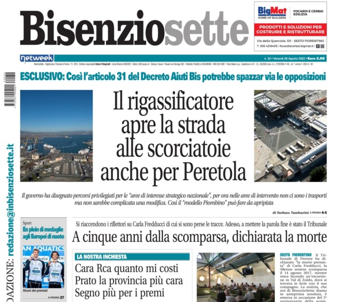 Il rigassificatore apre a “scorciatoie” anche per Peretola: le notizie su Bisenziosette