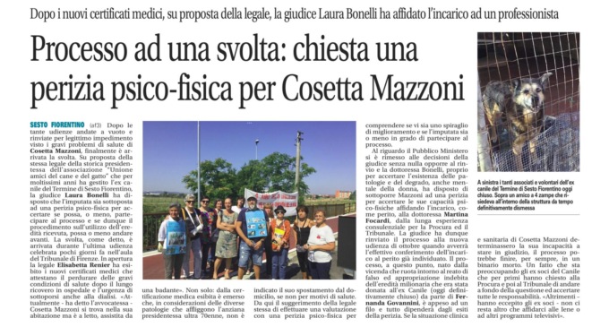 Processo ad una svolta: chiesta una perizia psico-fisica per Cosetta Mazzoni