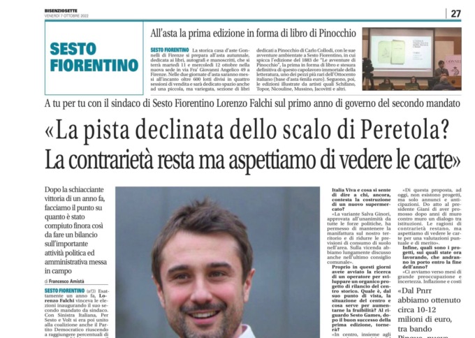 L’intervista al sindaco di Sesto Fiorentino Lorenzo Falchi sul primo anno di governo del secondo mandato