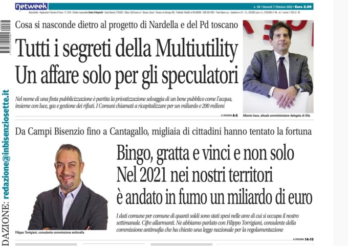 E’ tornato in edicola BisenzioSette: nel 2021 è andato in fumo, nella Piana e Prato, un miliardo di euro nel gioco d’azzardo