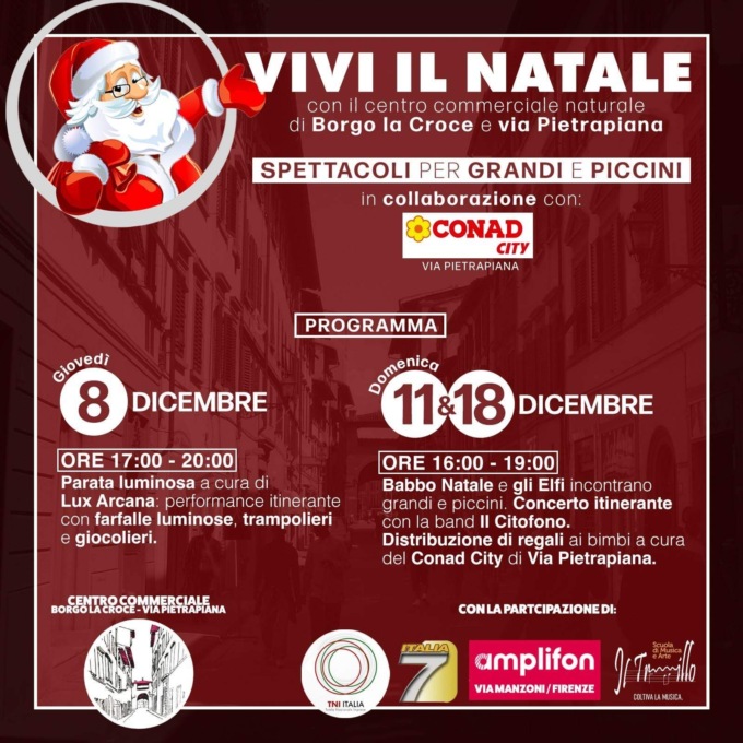 Al via il Natale con 80 negozi di Borgo La Croce e via Pietrapiana