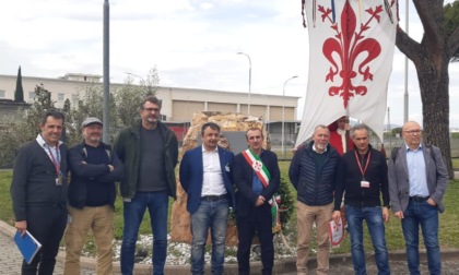 Il presidente del Consiglio comunale Luca Milani alla cerimonia  del 25 Aprile alla Leonardo 