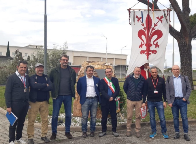 Il presidente del Consiglio comunale Luca Milani alla cerimonia  del 25 Aprile alla Leonardo 