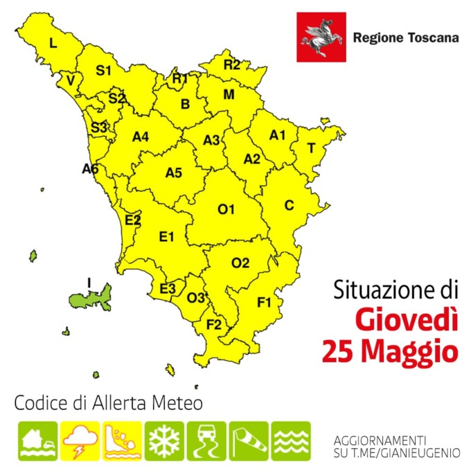 Nuova allerta meteo per domani 25 maggio
