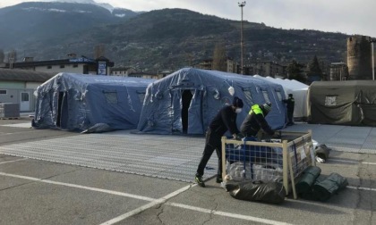 Montato per la prima volta l'ospedale da campo alla sede della CROSS di Pistoia