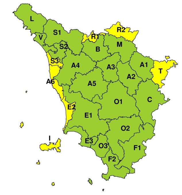 Allerta gialla sulla costa centrale e Arcipelago toscano