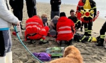 Si tuffa in mare per salvare il cane, ma rischia di annegare