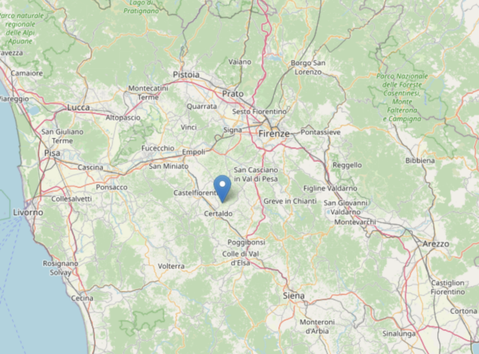 Nuova scossa di terremoto con epicentro a Certaldo: sisma di magnitudo 3