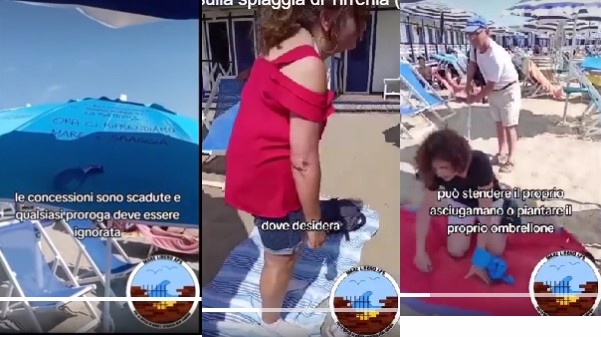 Balneari, il blitz degli attivisti di “Mare libero” a Tirrenia (Pisa)
