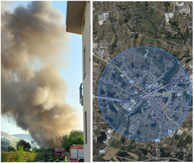 Incendio all’oleificio di Altopascio, ordinanza del Comune: i comportamenti da seguire