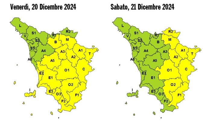 Toscana, temperature sotto lo zero: allerta gialla per ghiaccio sabato 21 dicembre