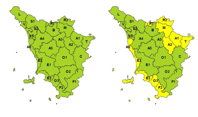 Vento, mareggiate e ghiaccio: allerta gialla in Toscana domenica 22 dicembre