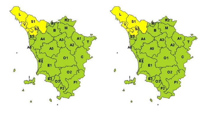 Maltempo, allerta gialla per pioggia forte sulla Toscana settentrionale