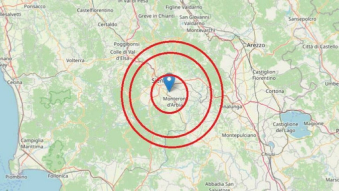 Terremoto nell’Aretino: scossa di magnitudo 3.2