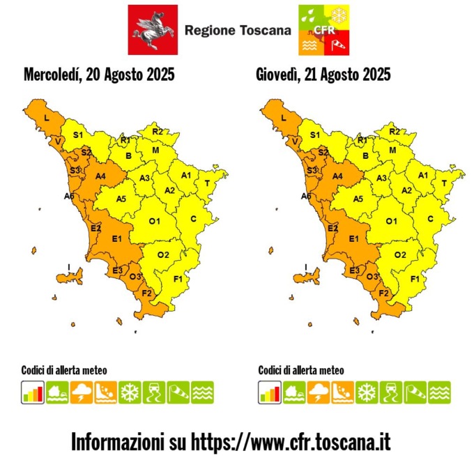 Maltempo, scatta l’allerta arancione su costa e Arcipelago