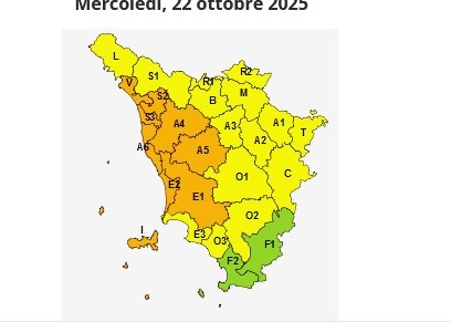 Maltempo, in Toscana allerta arancione per temporali forti
