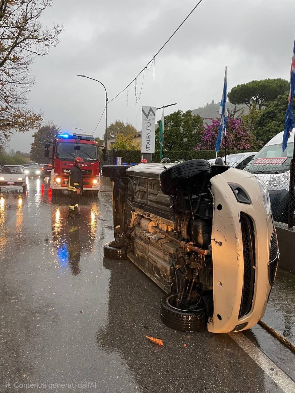 Pietrasanta (Lucca), auto contro un albero: il conducente resta incastrato