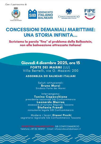 Futuro delle concessioni demaniali marittime, assemblea dei Balneari Italiani a Forte dei Marmi