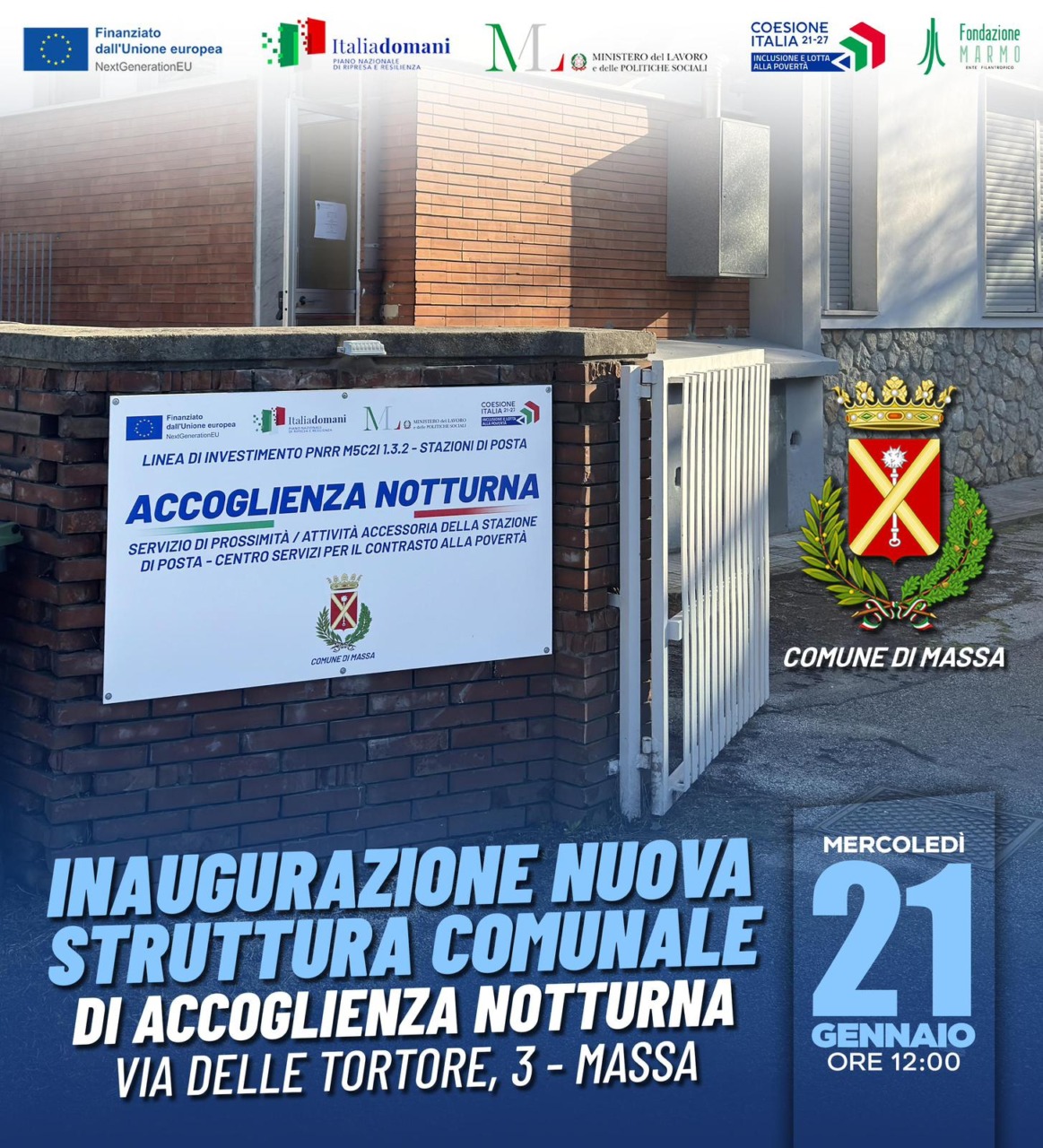 Massa, apre la casa di accoglienza notturna grazie al tavolo solidale