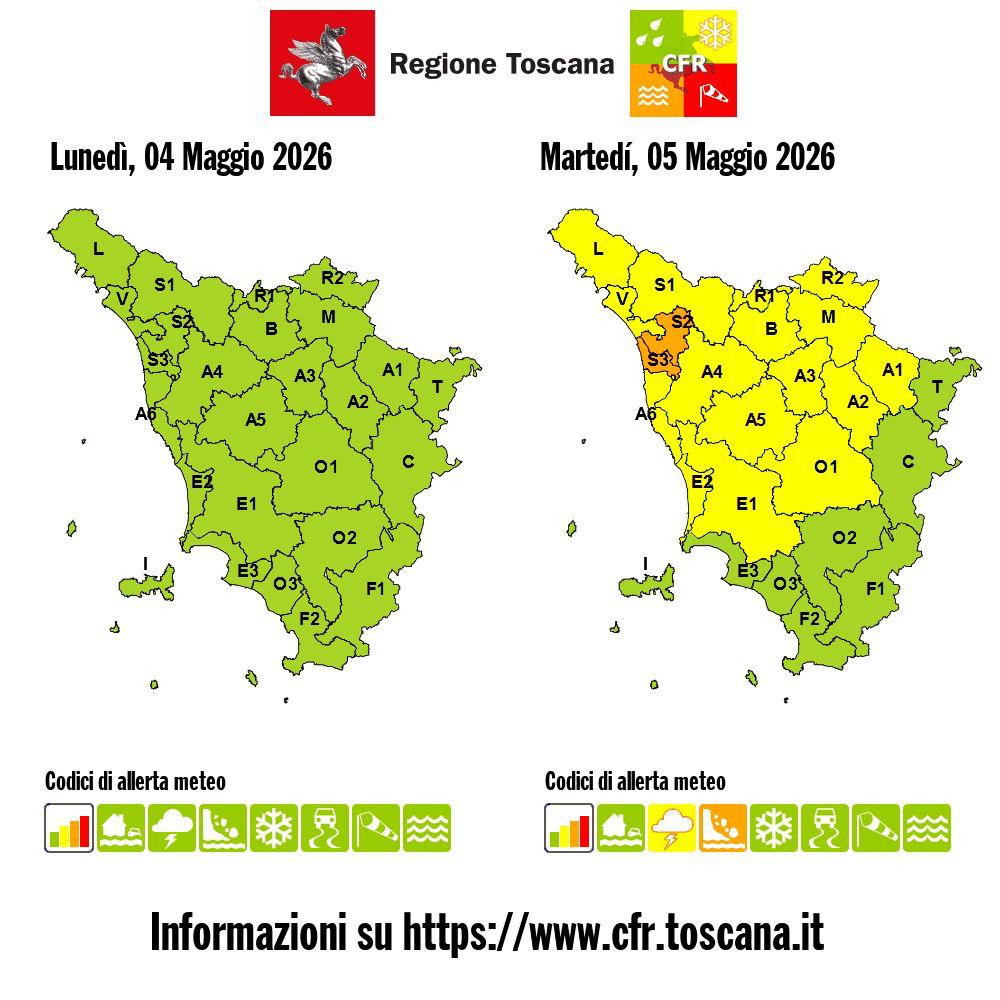 Maltempo in Toscana, scatta l’allerta meteo: piogge e temporali in arrivo