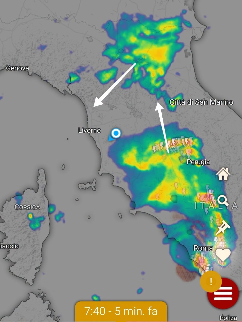Maltempo estivo, vento a 110 km orari nel livornese e allagamenti a Cortona