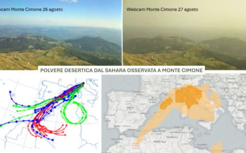 Polvere del Sahara sul Monte Cimone, la foschia che ha velato il cielo della Toscana