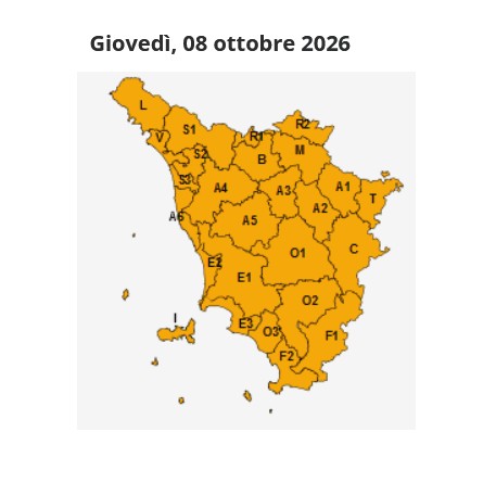 Maltempo, codice arancione in Toscana